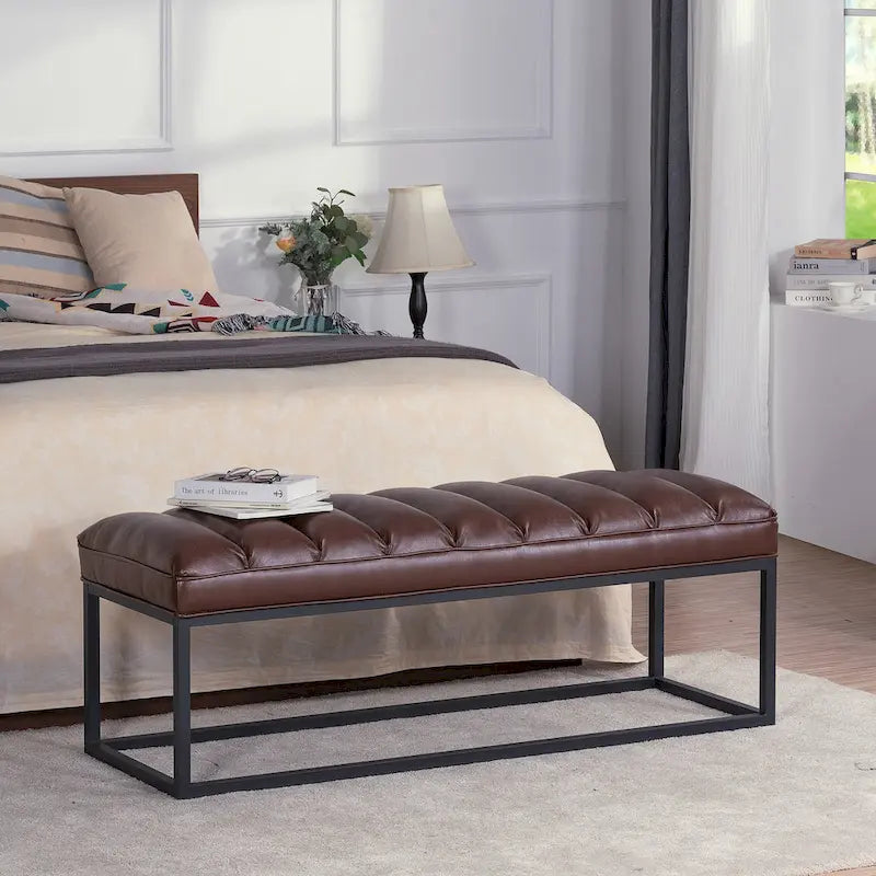 Modern Metal Base Upholstered Bench for Bedroom for Entryway