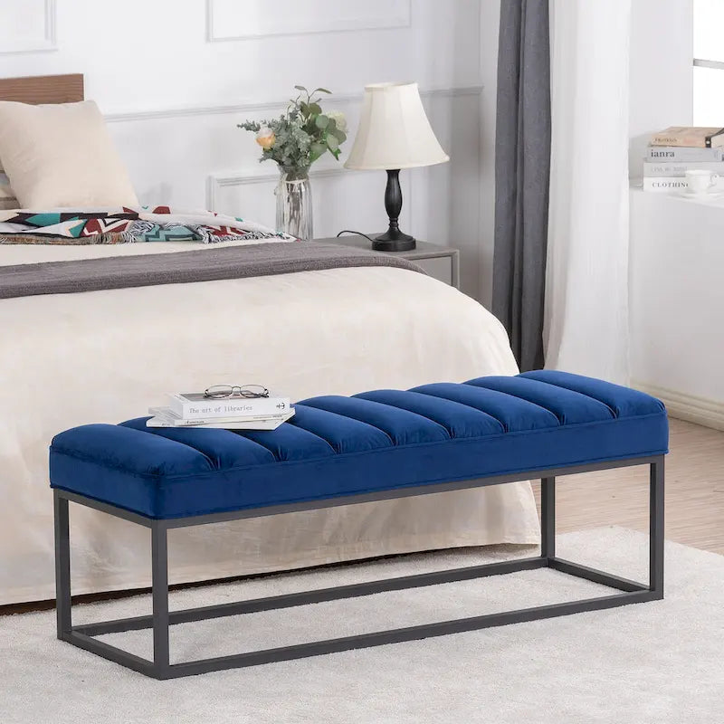 Modern Metal Base Upholstered Bench for Bedroom for Entryway