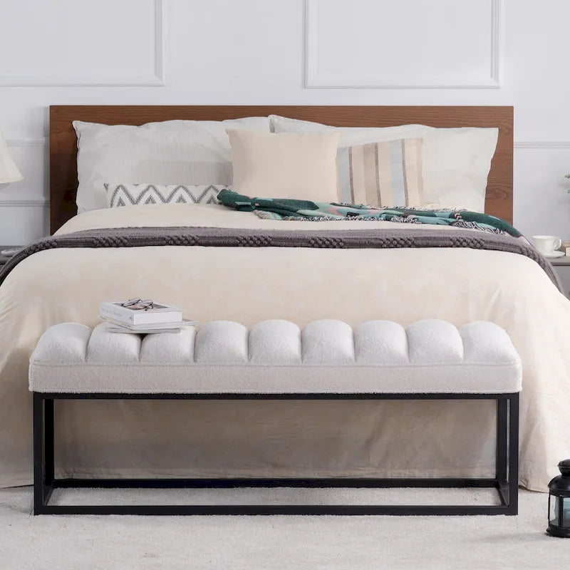 Modern Metal Base Upholstered Bench for Bedroom for Entryway