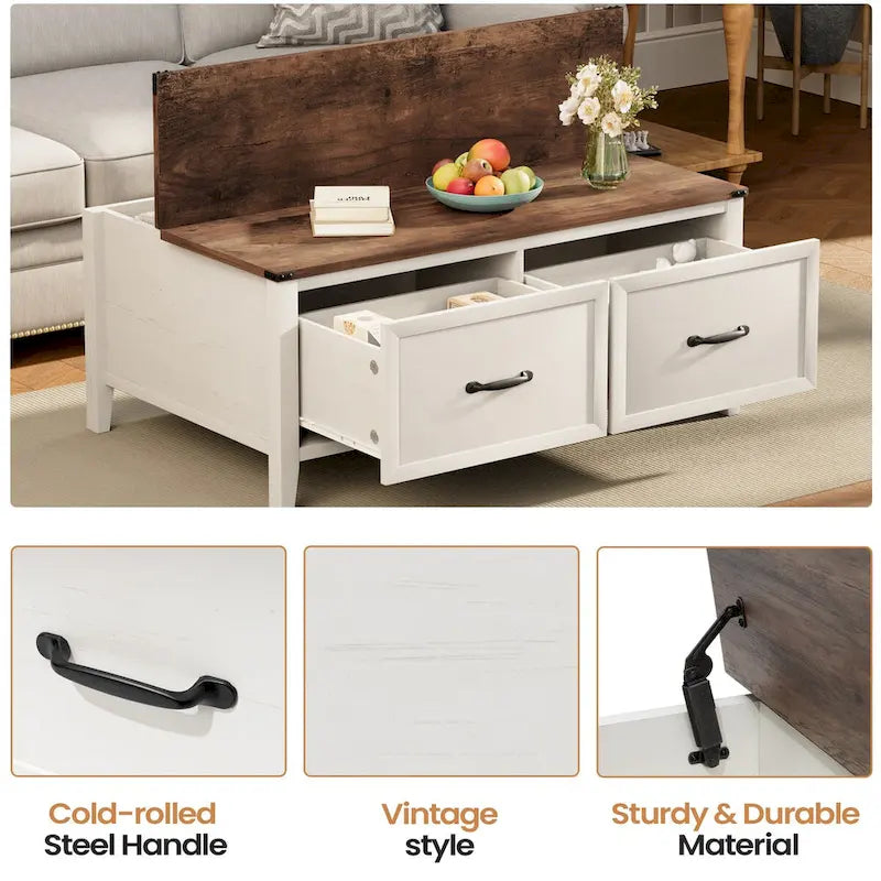 Pellebant Farmhouse Coffee Table with Hidden Storage Compartment