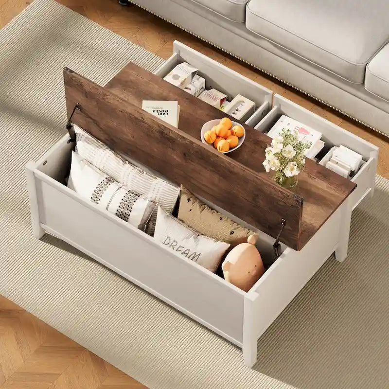 Pellebant Farmhouse Coffee Table with Hidden Storage Compartment
