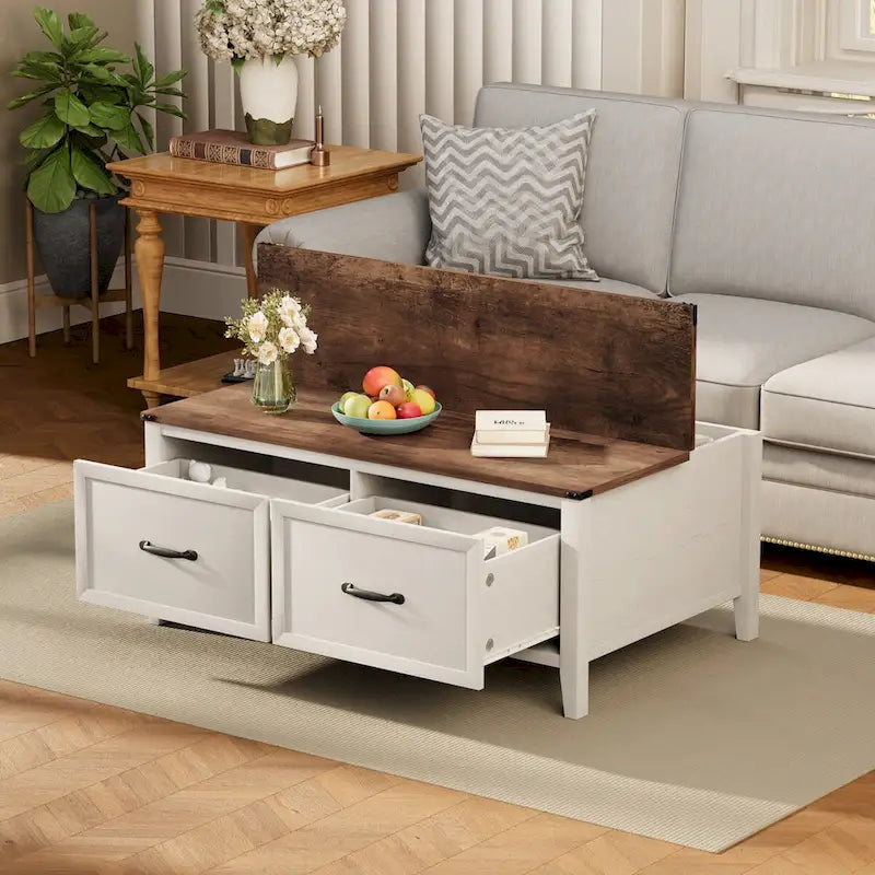 Pellebant Farmhouse Coffee Table with Hidden Storage Compartment