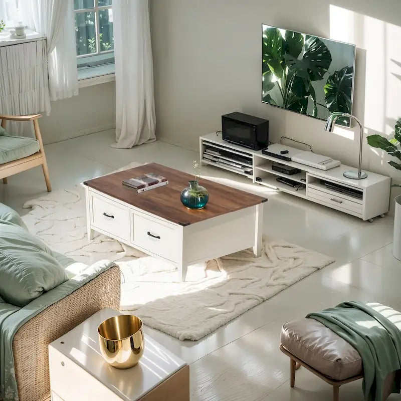 Pellebant Farmhouse Coffee Table with Hidden Storage Compartment