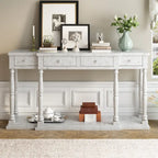 Retro Senior Console Table for Hallway Living Room Bedroom with 4 Front Facing Storage Drawers and 1 Shelf