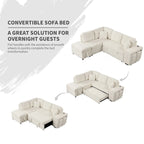 Sectional Sofa Pull Out Sofa Bed with Storage Ottoman, Convertible Sleeper for Living Room