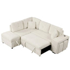 Sectional Sofa Pull Out Sofa Bed with Storage Ottoman, Convertible Sleeper for Living Room