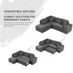 Sectional Sofa Pull Out Sofa Bed with Storage Ottoman, Convertible Sleeper for Living Room