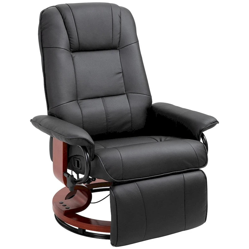 Leather Adjustable Swivel Lounge Chair with Footrest and Armrest