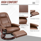 Leather Adjustable Swivel Lounge Chair with Footrest and Armrest