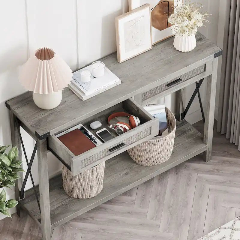 Entryway Table, Console Table Wood Sofa Table with Storage Drawers