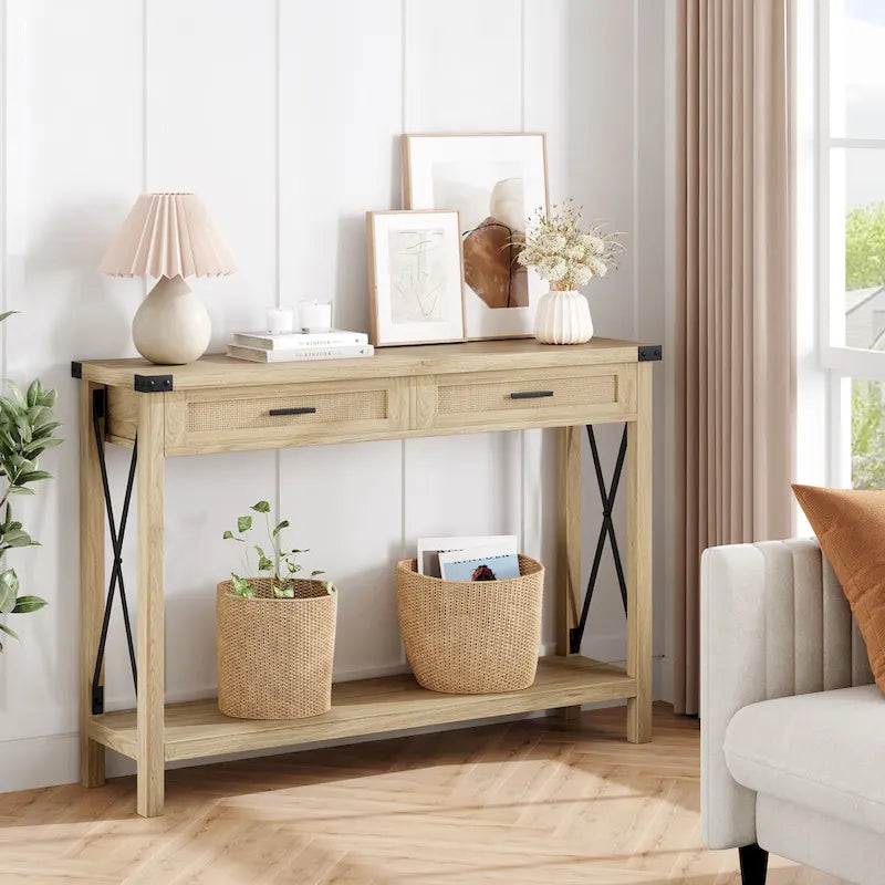 Entryway Table, Console Table Wood Sofa Table with Storage Drawers