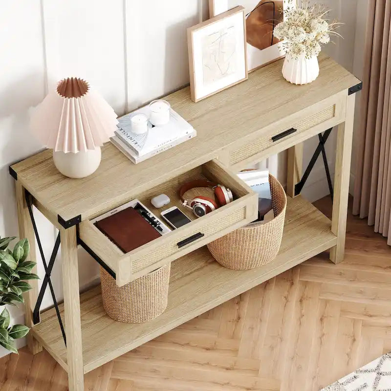 Entryway Table, Console Table Wood Sofa Table with Storage Drawers