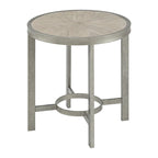 Corfu White Oak Wood Top Round End Table with Metal Frame