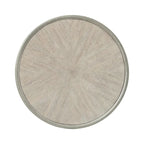 Corfu White Oak Wood Top Round End Table with Metal Frame