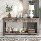 Console Table/Sofa Table with Storage Drawers and Bottom Shelf for Entryway Hallway