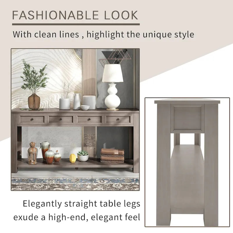 Console Table/Sofa Table with Storage Drawers and Bottom Shelf for Entryway Hallway
