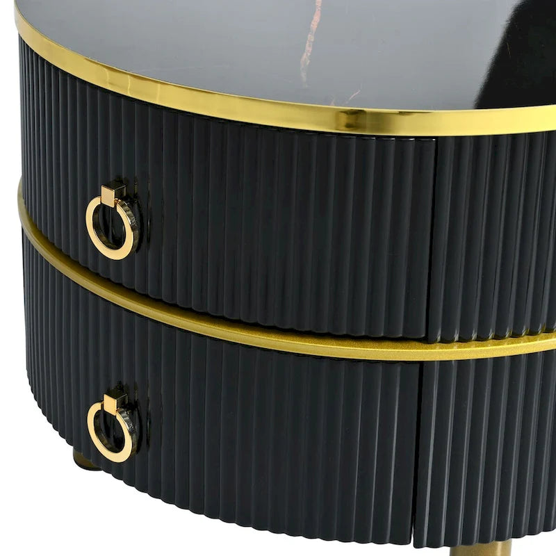 Mieres Modern Stackable Coffee Table, Nesting Coffee Table Set of 2, Side Tables with Brown Tempered Glass Tabletop