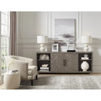 80 Two Door TV Console, Entertainment Stand, Wood Accent Cabinet, Fully Assembled, Gray - 80W x 32H x 16D