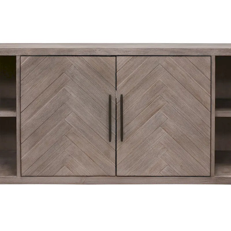 80 Two Door TV Console, Entertainment Stand, Wood Accent Cabinet, Fully Assembled, Gray - 80W x 32H x 16D