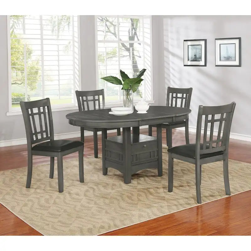 Wood Dining Table With Storage in Medium Grey