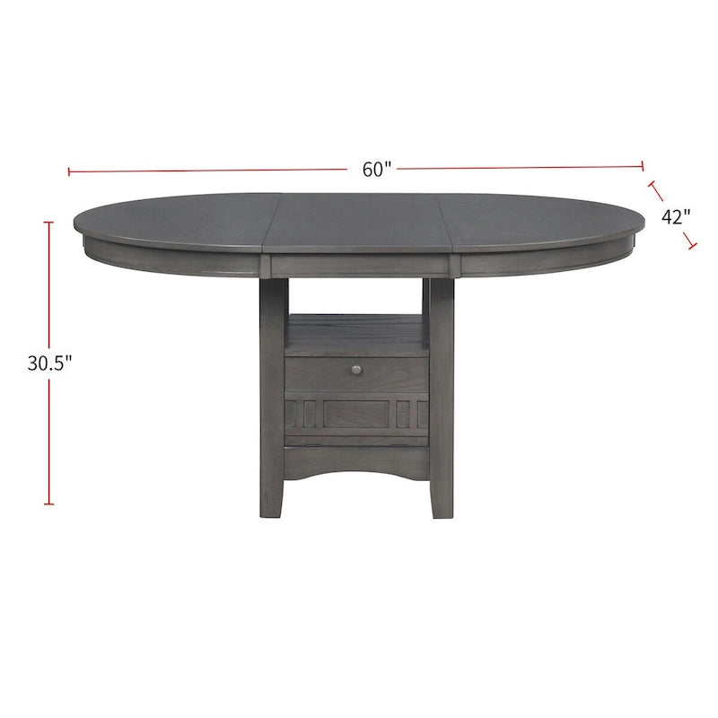 Wood Dining Table With Storage in Medium Grey