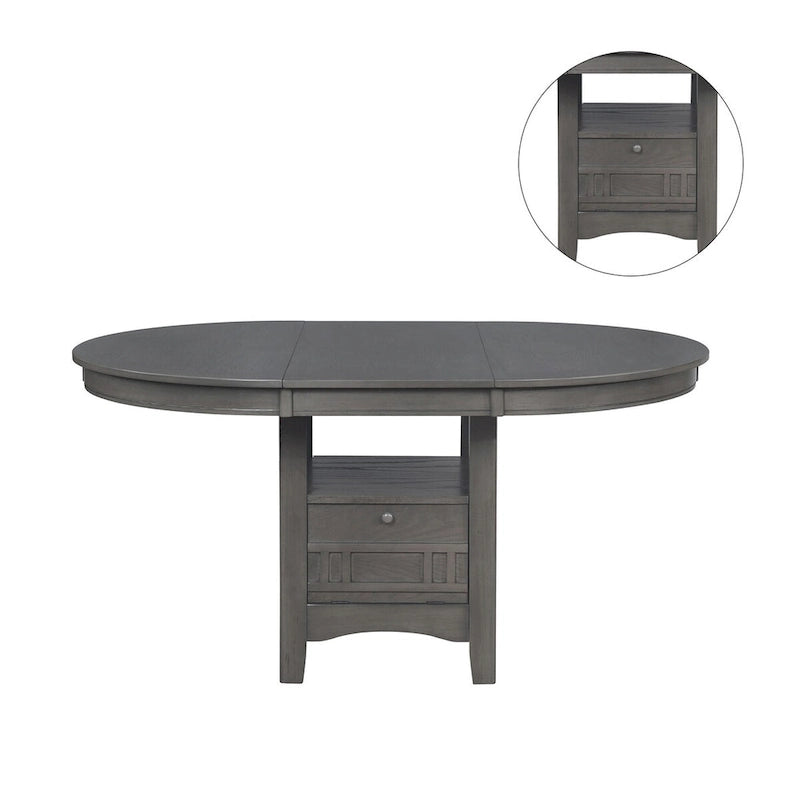 Wood Dining Table With Storage in Medium Grey