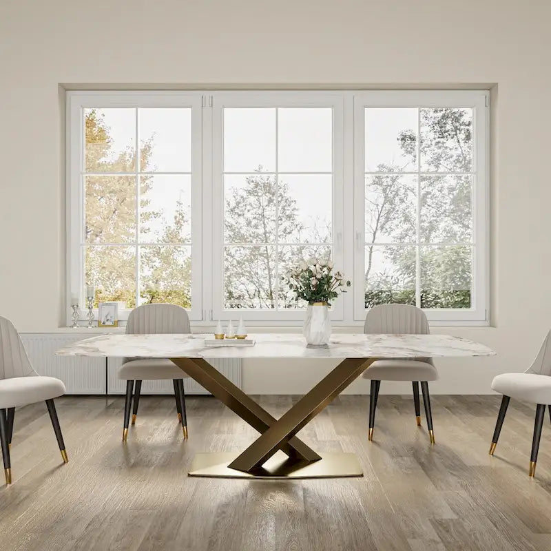 Modern Rectangle Sintered Stone Large Dining Table