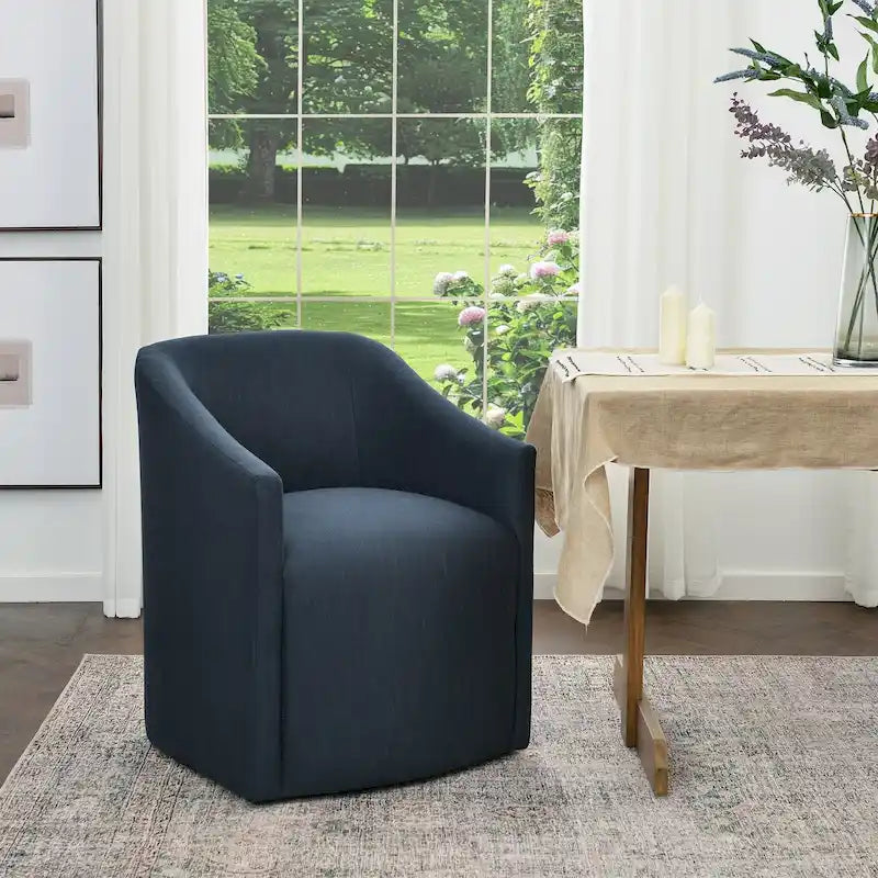 KINWELL 25 Performance Fabric Upholstered Rolling Dining Armchair