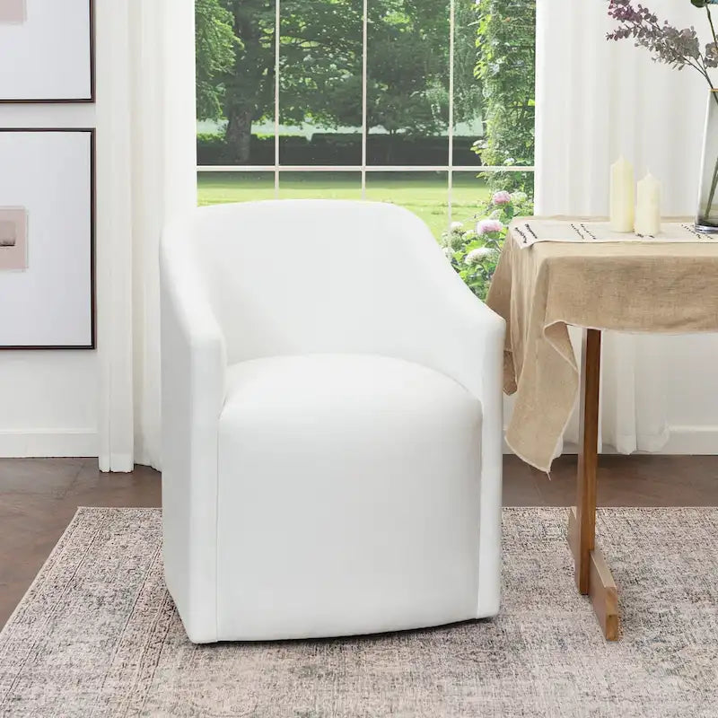 KINWELL 25 Performance Fabric Upholstered Rolling Dining Armchair