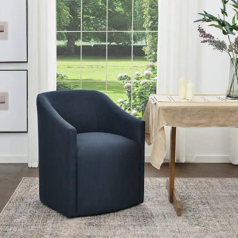 KINWELL 25 Performance Fabric Upholstered Rolling Dining Armchair