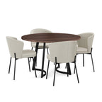 Amisco Joelle Solid Wood Table and Camilla Chairs 5-Pieces Dining Set