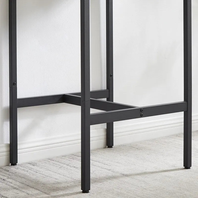 Eureka Industrial Bar Table Set, 3-Piece Dining Table and PU Upholstered Stools Set, Small Counter Height Pub Bistro Table Set