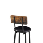 Eureka Industrial Bar Table Set, 3-Piece Dining Table and PU Upholstered Stools Set, Small Counter Height Pub Bistro Table Set