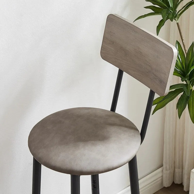 Eureka Industrial Bar Table Set, 3-Piece Dining Table and PU Upholstered Stools Set, Small Counter Height Pub Bistro Table Set