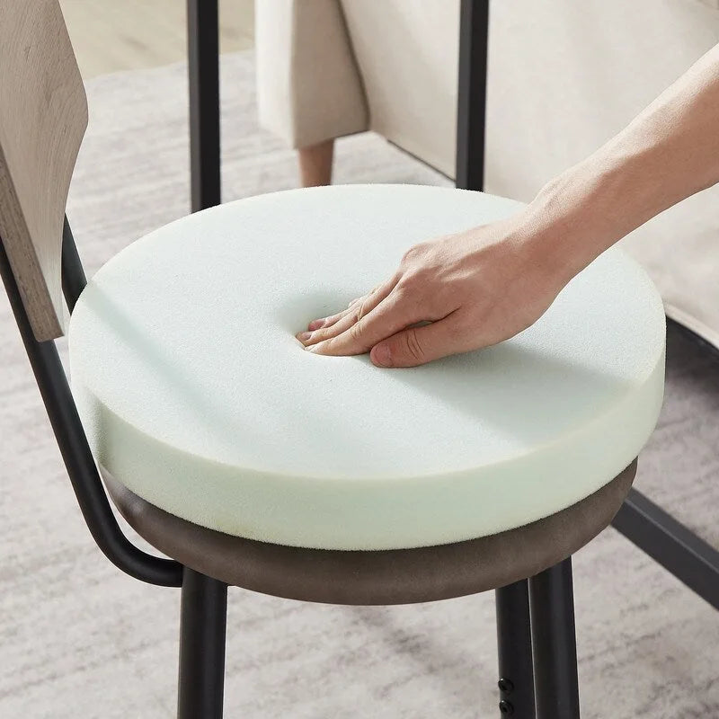 Eureka Industrial Bar Table Set, 3-Piece Dining Table and PU Upholstered Stools Set, Small Counter Height Pub Bistro Table Set