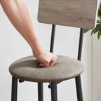 Eureka Industrial Bar Table Set, 3-Piece Dining Table and PU Upholstered Stools Set, Small Counter Height Pub Bistro Table Set