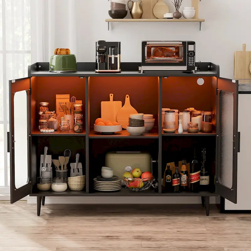 Sideboard Buffet Industrial Bar Cabinet with Wine Holder