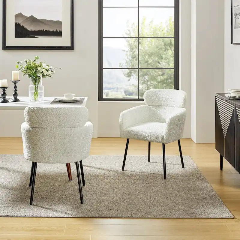 Amos Modern Boucle Dining Chair with Adjustment Feet Set of 2 by HULALA HOME