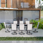 9 Piece Metal Frame Patio Dining Set, Aluminum Extendable Dining Table