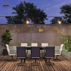 9 Piece Metal Frame Patio Dining Set, Aluminum Extendable Dining Table