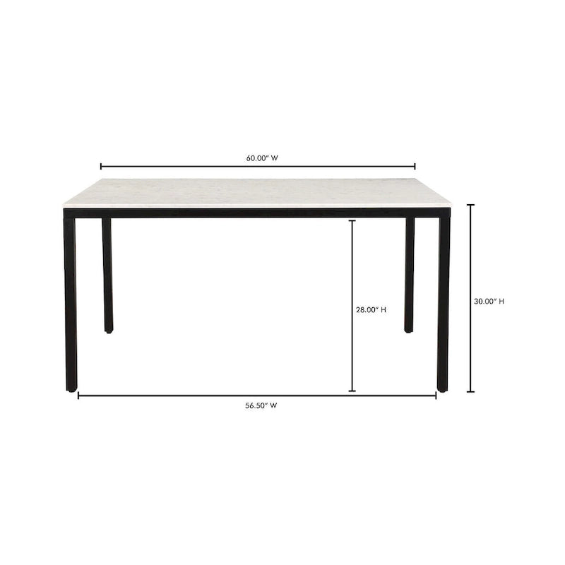 Aurelle Home Pariso Modern White Marble-Top Table - 60 W x 30 H x 36 D