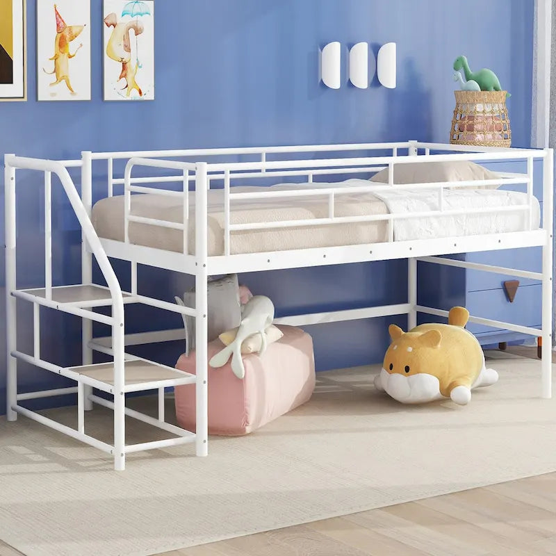 Mid Loft Bed with Storage stairs
