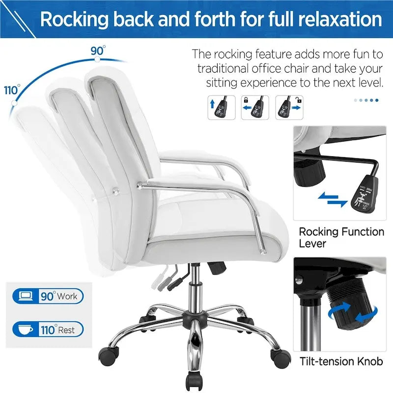 Yaheetech Contemporary PU Leather Executive Chair with High Back