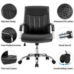 Yaheetech Contemporary PU Leather Executive Chair with High Back