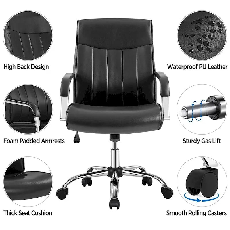 Yaheetech Contemporary PU Leather Executive Chair with High Back