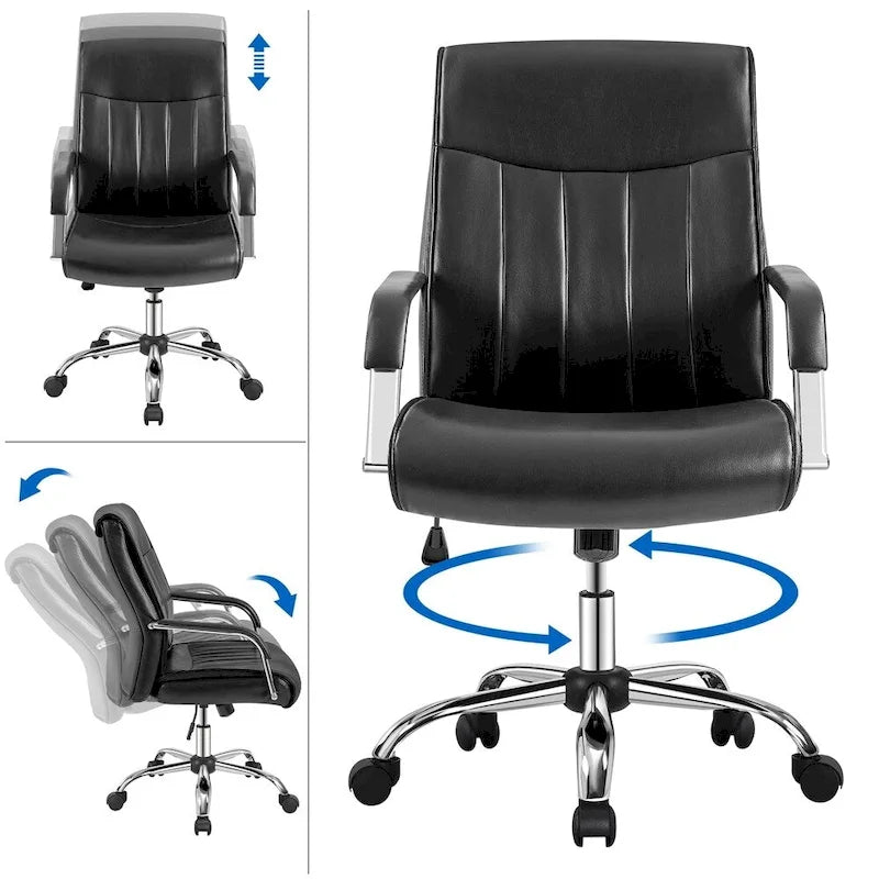 Yaheetech Contemporary PU Leather Executive Chair with High Back