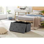 43in Foldable Storage Ottoman, Storage Chest for Bedroom End of Bed, Large Ottoman Bench Foot Rest Stool for Living Room