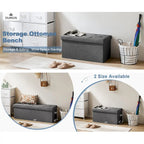 43in Foldable Storage Ottoman, Storage Chest for Bedroom End of Bed, Large Ottoman Bench Foot Rest Stool for Living Room
