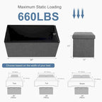 43in Foldable Storage Ottoman, Storage Chest for Bedroom End of Bed, Large Ottoman Bench Foot Rest Stool for Living Room