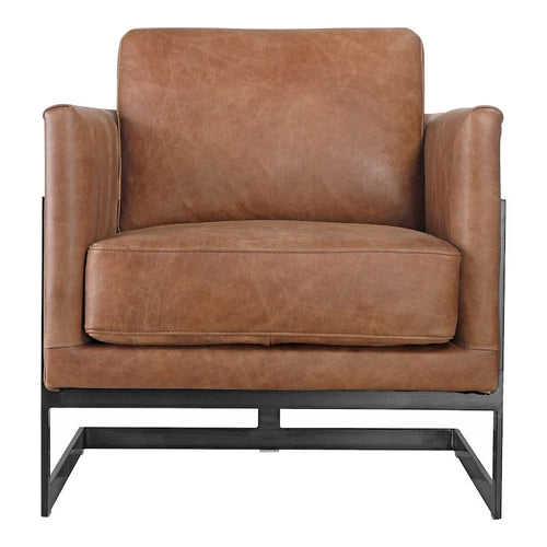 Aurelle Home Industrial Cappuccino Leather and Iron Club Chair